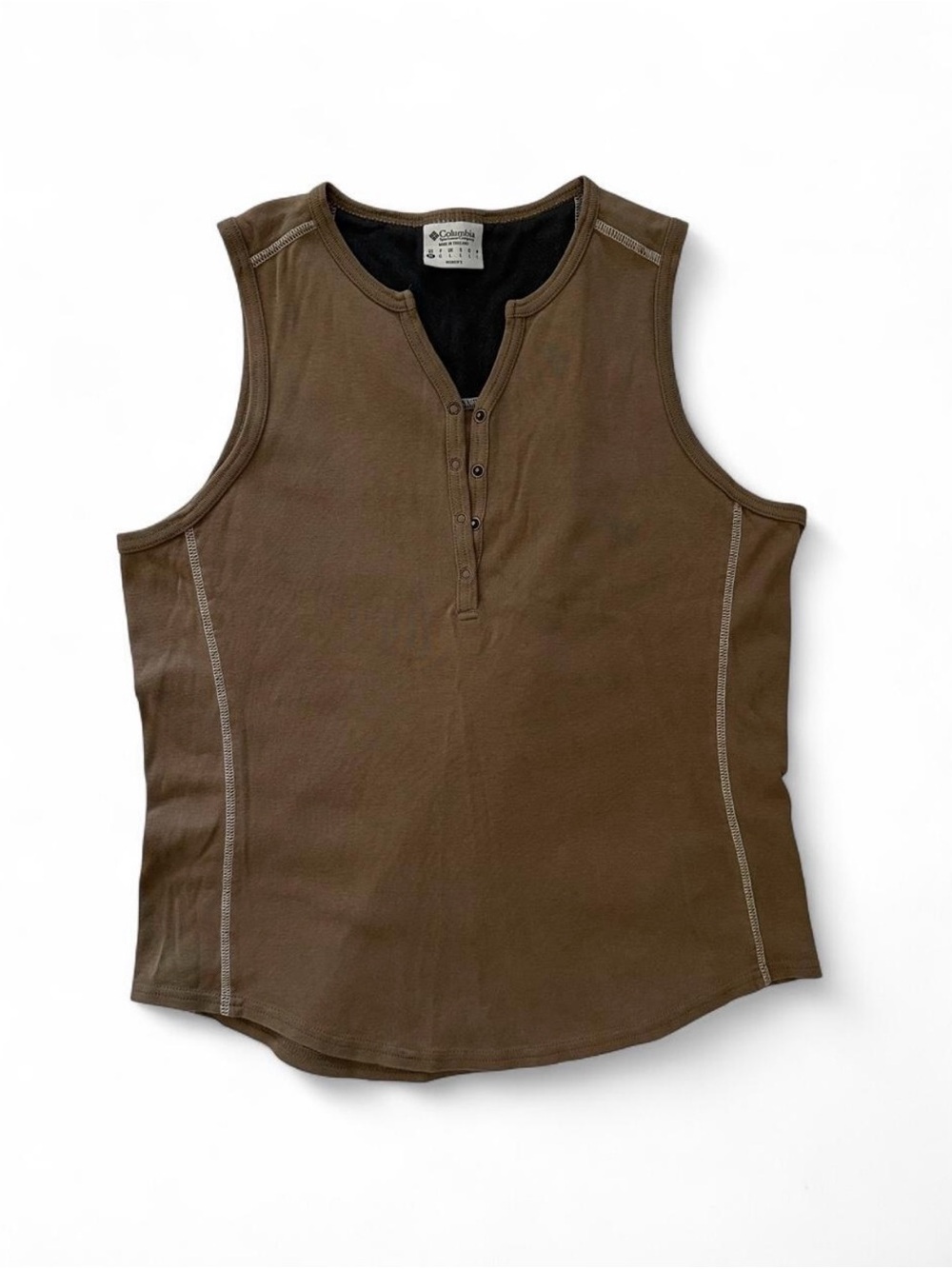 Columbia Women's Brown Sleeveless Henley Tank with Contrast Stitching